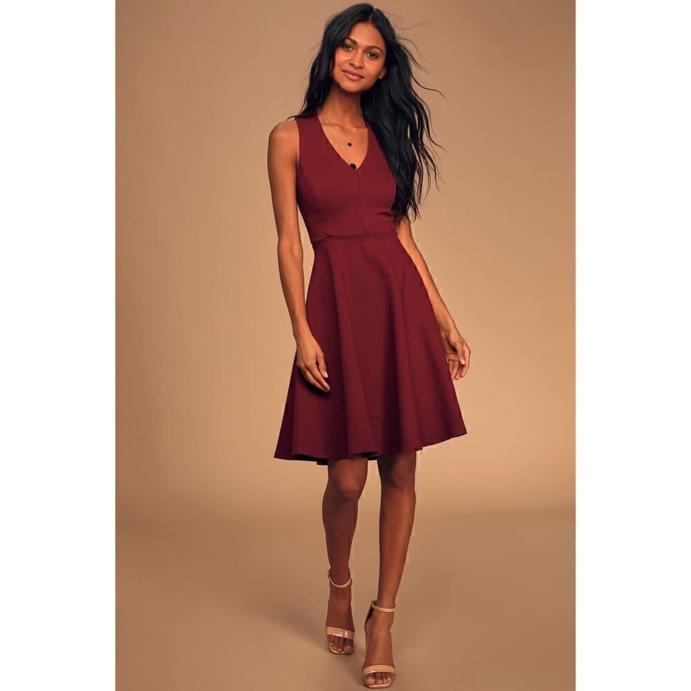 Lulus Hello World Wine Red Midi Dress, Size Medium
